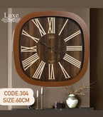 ساعت دیواری لوکس مدل 304 سایز 60×60 بدنه چوبی با اعداد رومی